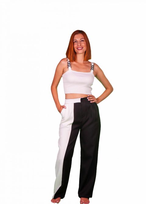 trousers black white